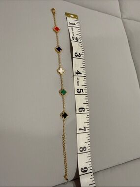Gold Multi-Color Clover Station Bracelet - Women Jewelry